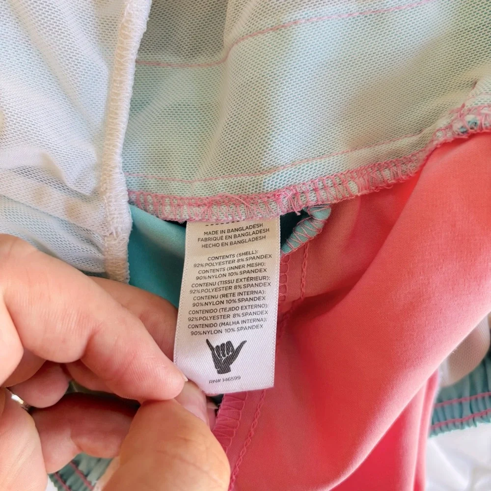 Beach Bros‎ Pink Blue Surf Shop Swim Shorts Size Medium Colorblock Lined
